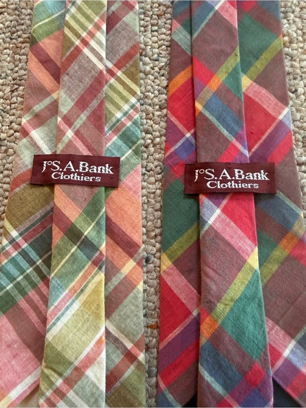 Jos A. Banks Set of Two Vintage Madras Ties Like New